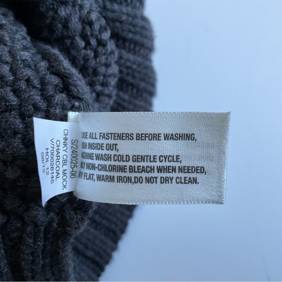 Gap Mens Cardigan Sz L Gray Cable Knit Fisherman Chunky Preppy Academia 90s Y2K - Picture 12 of 12